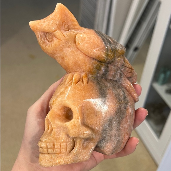 Sunstone Crystal Owl and Skull Decor